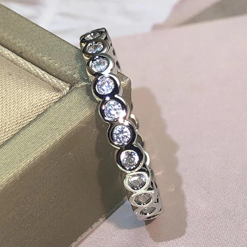Exquisite Round CZ Promise Rings for Women Silver Color Fashion Contracted Wedding Bands Accessories Versatile Jewelry