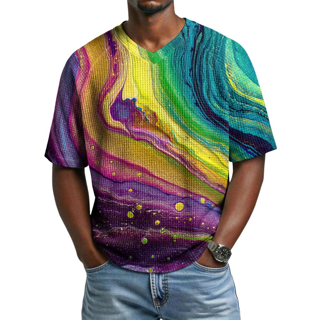 Men's Casual V-Neck Raglan Short-Sleeve Top
