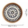 Hand Woven Mosaic Tray Decorative Round Rattan Serving With Mother Of Pearl Inlay For Snacks Dried Fruit Plate Home Ornamen 917