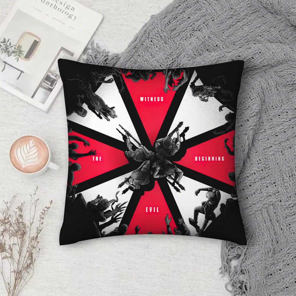 Game R-Resident E-Evil U-Umbrella Pillow Case Square Double-Sided Printing Short Plush Sofa Cushion Cover Bedroom Bedside Pillow