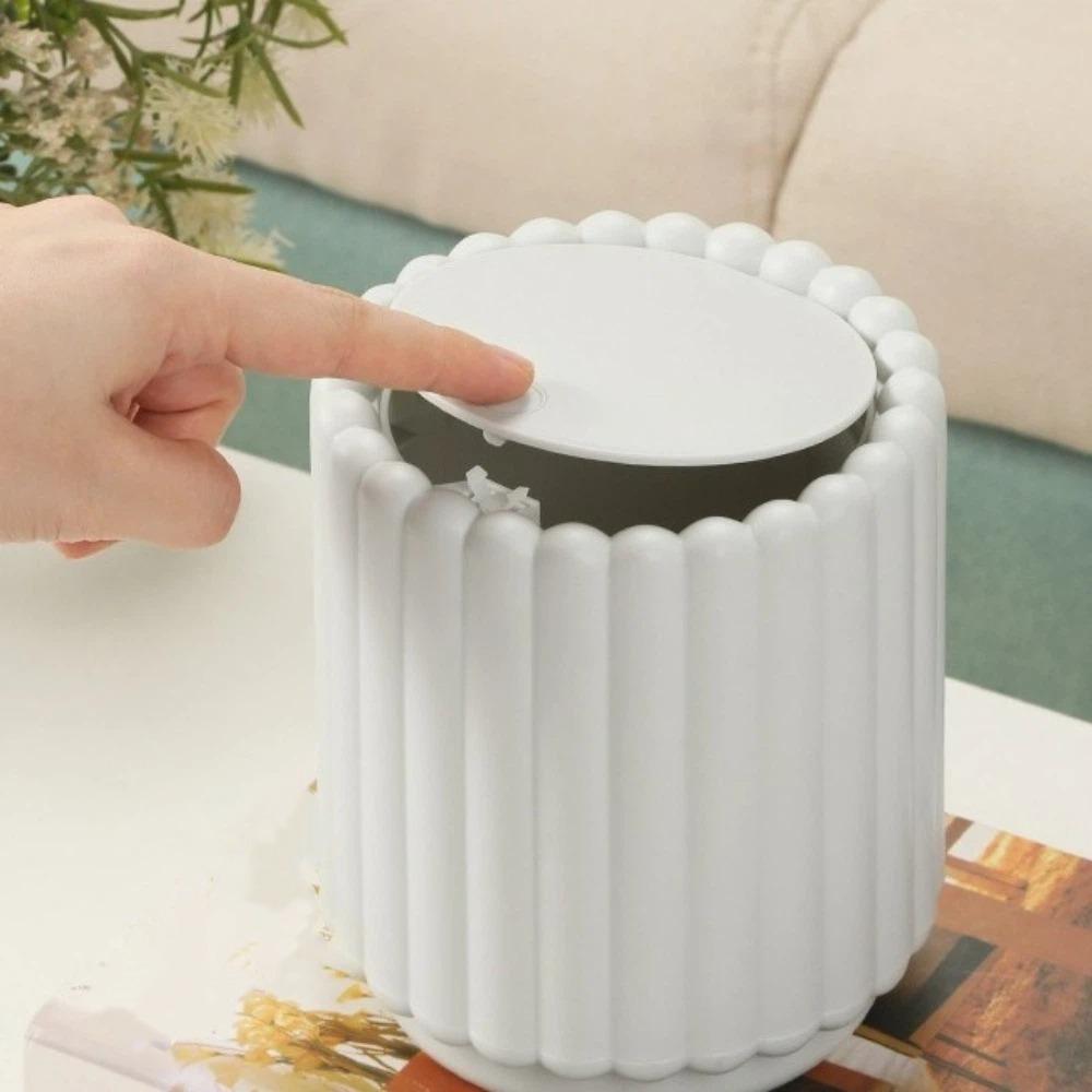 Durable Press Open Lid Desktop Trash Can Sunflower Shape Large Opening Garbage Bin Non-slip Plastic Waste Bin Home