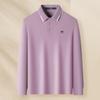 MONTAGUT Men's Autumn Breathable Long-Sleeve Mesh Pique Polo Shirt with Jacquard Collar