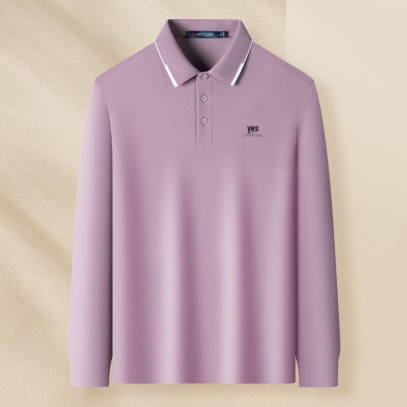 MONTAGUT Men's Autumn Breathable Long-Sleeve Mesh Pique Polo Shirt with Jacquard Collar