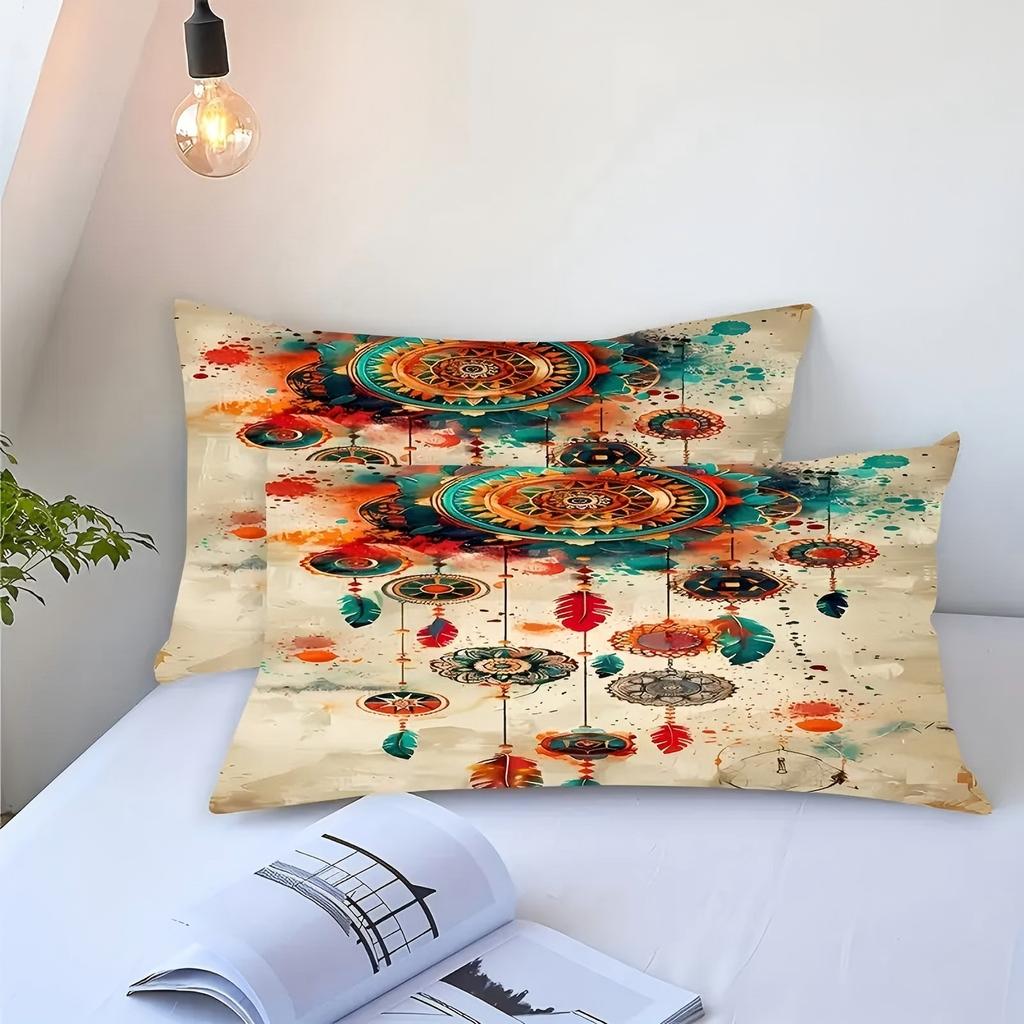 Comforter Feather Dream Catcher 3D Printed Bohemian Style Color Art Bedding Set Soft Home Polyester