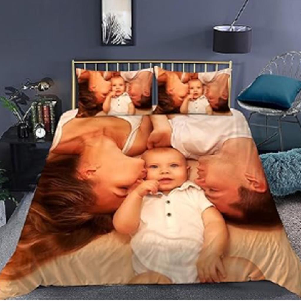 Personlig sengetøy med ditt eget bilde navn dynetrekk for barn og voksne tilpasset mikrofiber familie