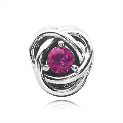 790065C05 October Birthstone Pink Eternity Circle Silver Charm