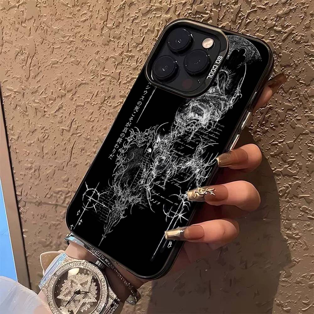 Gothic Cyber Sigil Cross Colorful Phone Case For iPhone 17 16 15 14 13 12 11 Pro Max Plus Matte Cover