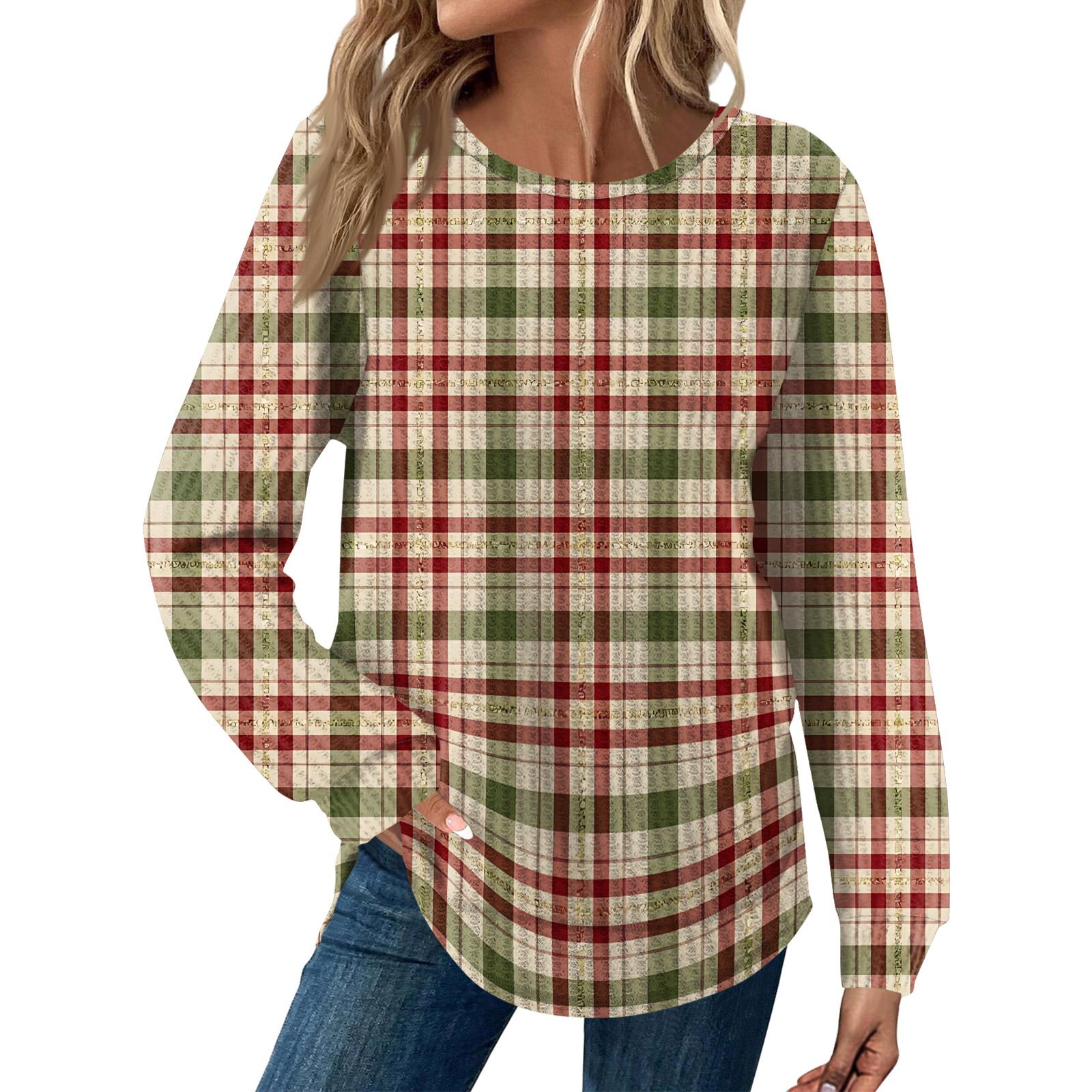 

Women s Fashion Loose Long Sleeve Round Neck Casual Top S