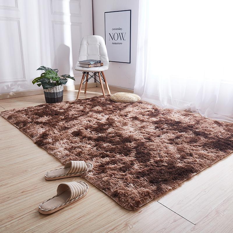 Solid Color Silk Wool Carpet Variegated Tie-Dye Gradual Change Floor Mat Room Coffee Table Mat Internet Celebrity Hair Covered Balcony Bay Window Mat