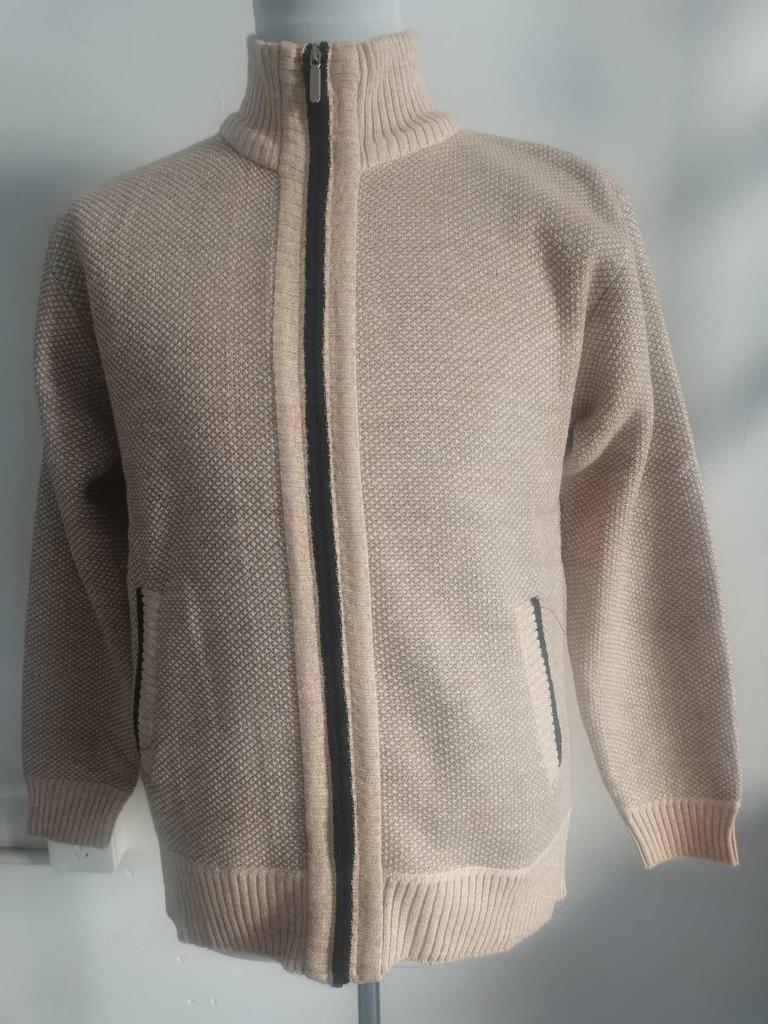 Men's Winter Stand-Up Collar Knitted Cardigan: Loose, Plus Velvet, Big Size, Fashionable, Casual Coat