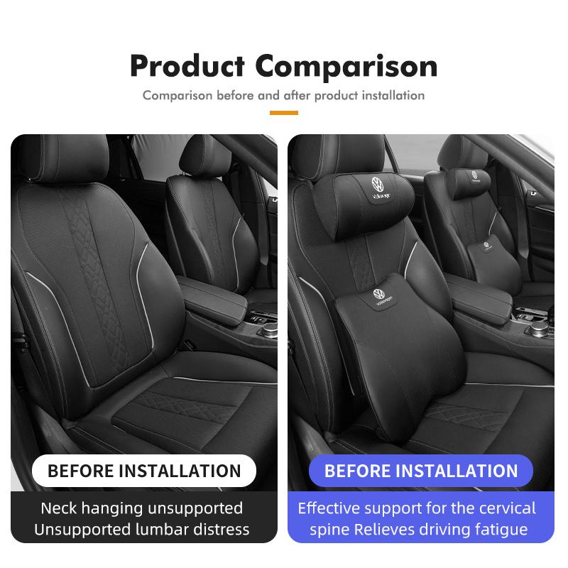Valve Stems Caps For Volkswagen VW Car Back Pillow Napa Leather Memory Cotton Headrest Lumbar Support Scirocco Passat Polo B5 B6 QQ2