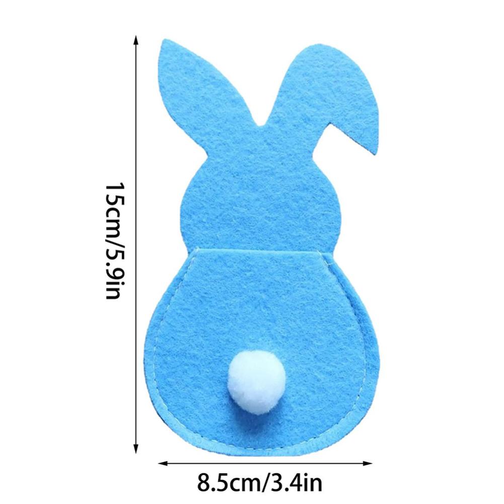 4Pcs Easter Bunny Felt Cutlery Holder Bag Happy Easter Decorations For Home Tableware Accessories Rabbit Cutlery Cover Bag