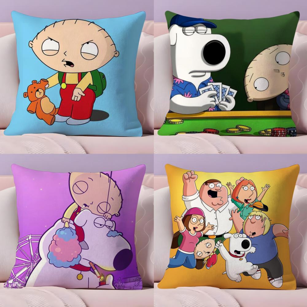 Pikpaka F-Family Funny Guy Cushion Cover Plush Fabric Soft Double-Sided Printed Sofa Warm Winter Home Gift Pillow Cover