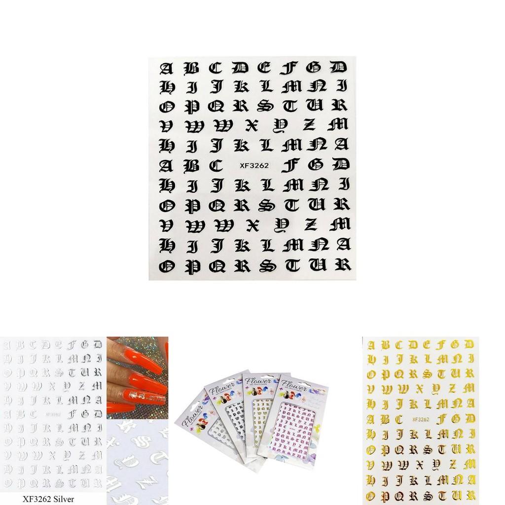 Tilpasningsdygtige 3D Neglekunst Klistermærker Med Stilfulde Bogstav Designs Til Unikke Neglekunst Kreationer