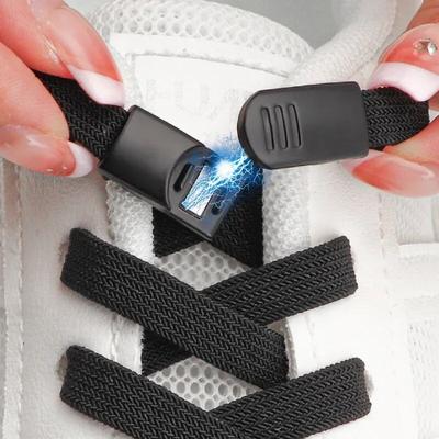 1Pair Magnetic Shoelaces Lock No Tie Shoe Laces Without Ties Double-layer Elastic Laces Sneakers Kids Adult Shoes Accessories