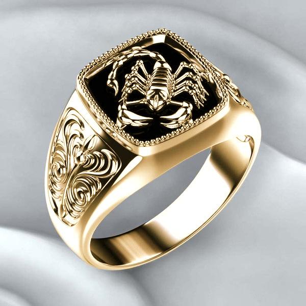 Luxury Best-selling Men's Ring, Pattern Personalized Electroplated Scorpion Ring, Epoxy Black Ring Hand Jewelry