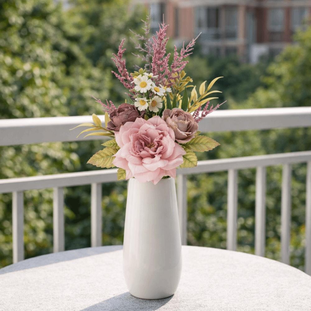 Real Touch Fake Floral Bouquet Lifelike Simulation Rose Flower Rose Reed Hybrid Home Decoration