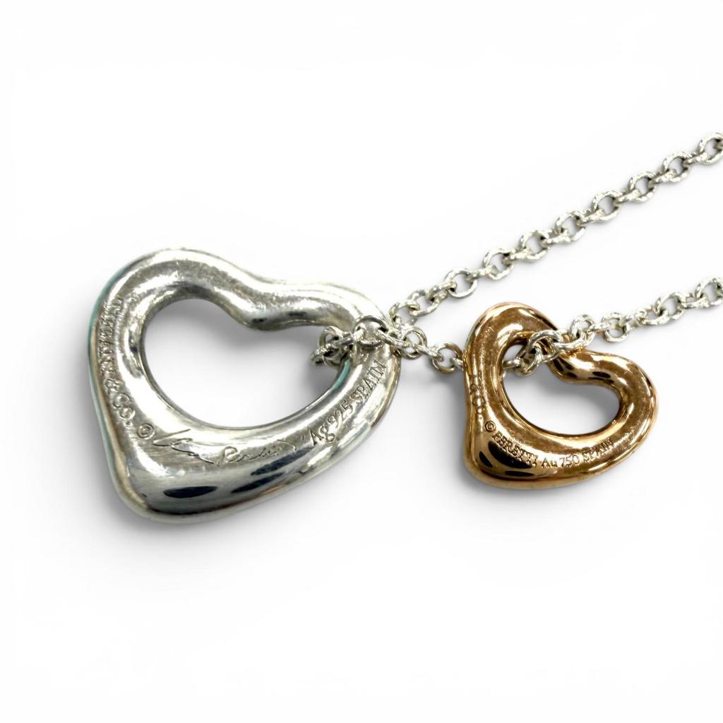 Great TIFFANY&Co. Necklace Open Heart Pendant Silver AG925 Women Used