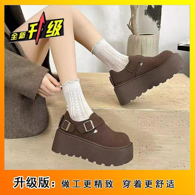 Small man increases height and ugly cute shoes 2025 autumn and winter new popular big head all-inclusive thick sole one pedal loafer single shoes