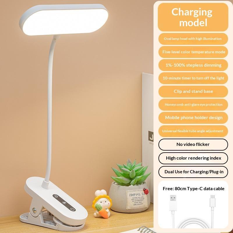 Rechargeable Clip On Led Desk Lamp Flexible Gooseneck Eye Caring Flicker Free For Study Home Office Dorm Reading Work