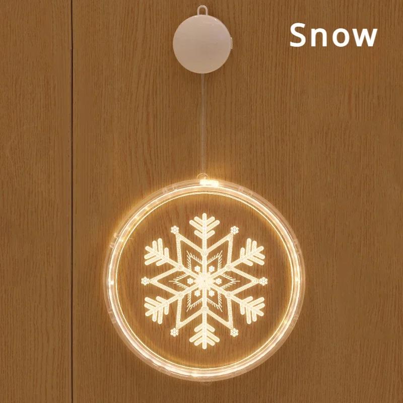 16cm 3d Led Suction Cup Light Santa Snowman Christmas Light Led String Christmas Tree Ambient Light Window Decoration