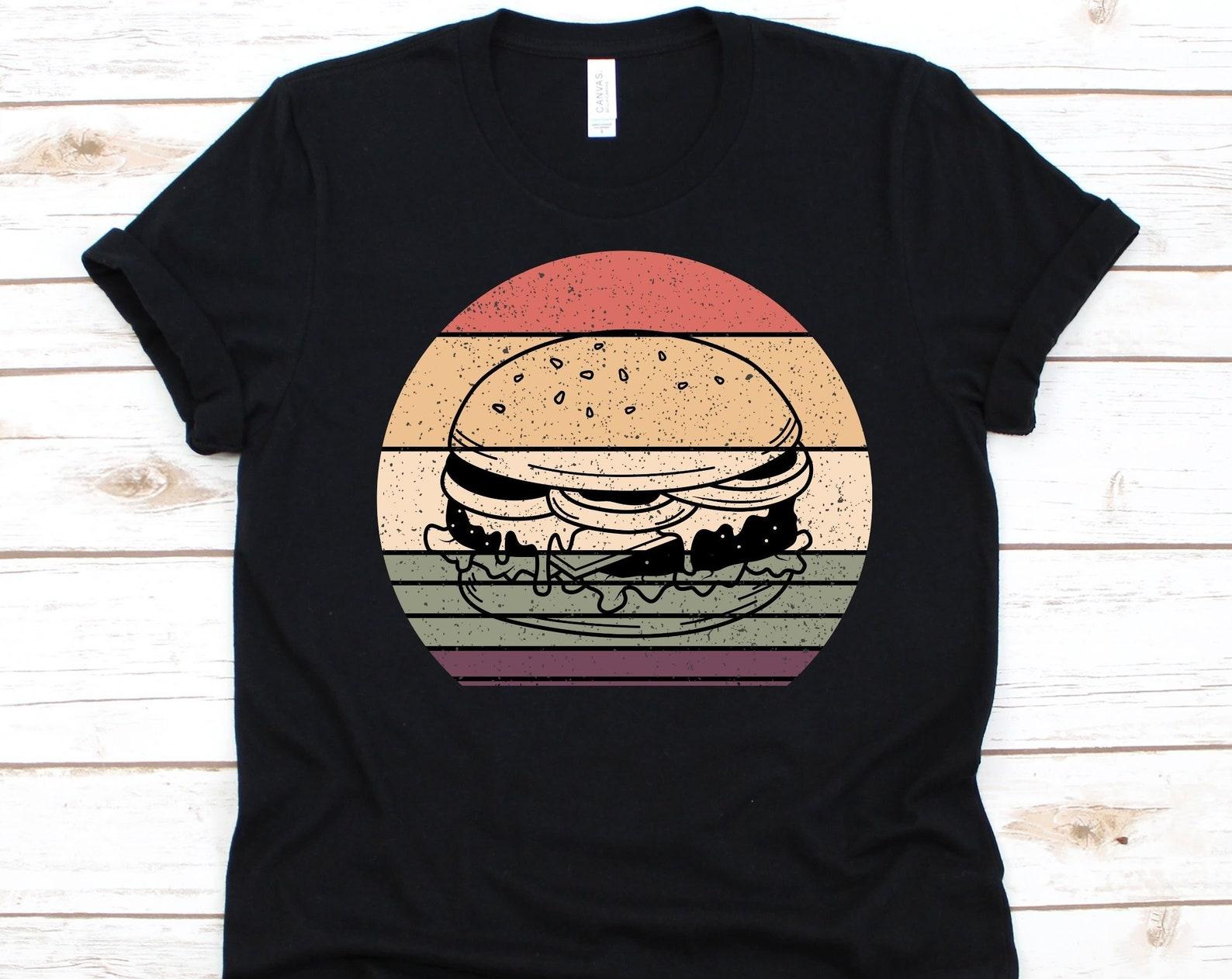 Retro Style Cheeseburger Shirt, Burger T-Shirt For Men And Women, Hamburger Graphic, Burger Lover, Gift For Foodies, Beef Burger, Snack L