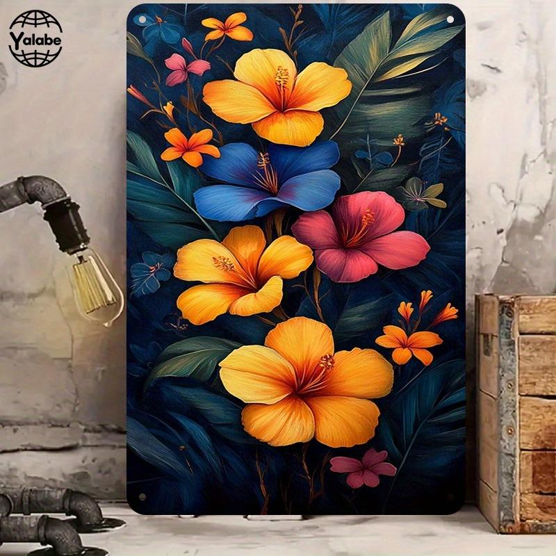 2D Flat, 2 Tropical Vintage Tin Paintings - Nostalgic Metal Art Wall Hangings to Decorate Homes, Cafes And Studios | Waterproof