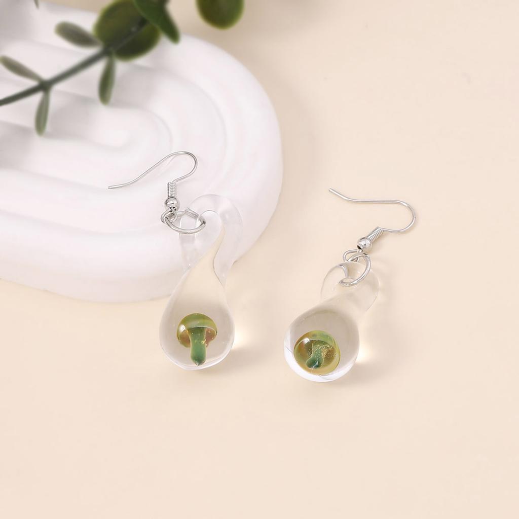 Niche creative irregular geometric transparent mushroom earrings twisted fun hollow personality female ear hook wholesale