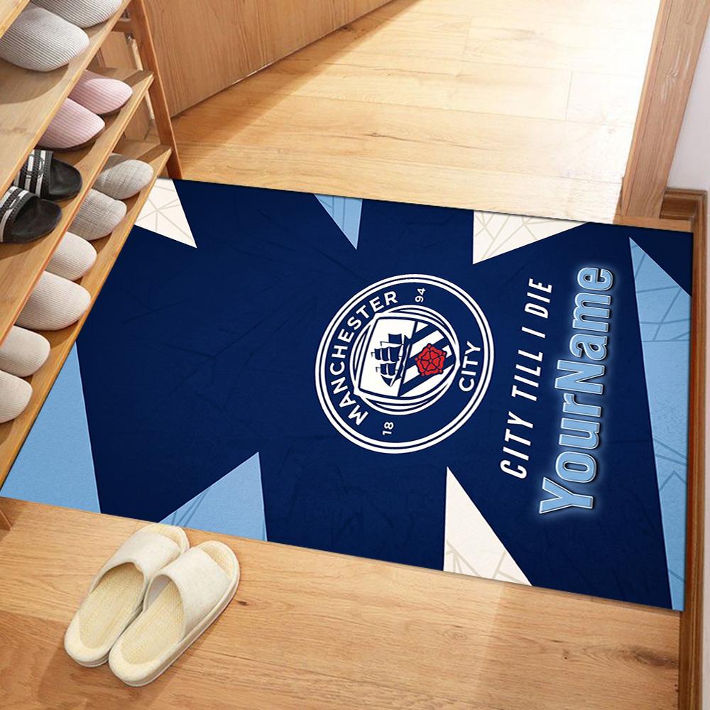 Manchester City Customize Your Name Carpet Design for Dormitory Hallway Study room Balcony Anti-slip Rug Office home decor Gift for Festivals