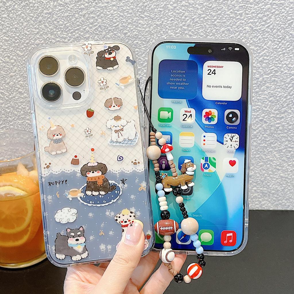 Double-sided imd cute cartoon dog for iPhone17proamx mobile phone case Apple 16 protective case anti-drop