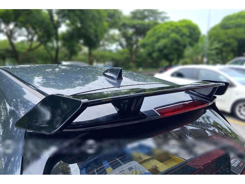 9-piece Rear Spoiler, Roof Spoiler, and Diffuser Kit for 2020 Honda City RS Hatchback.