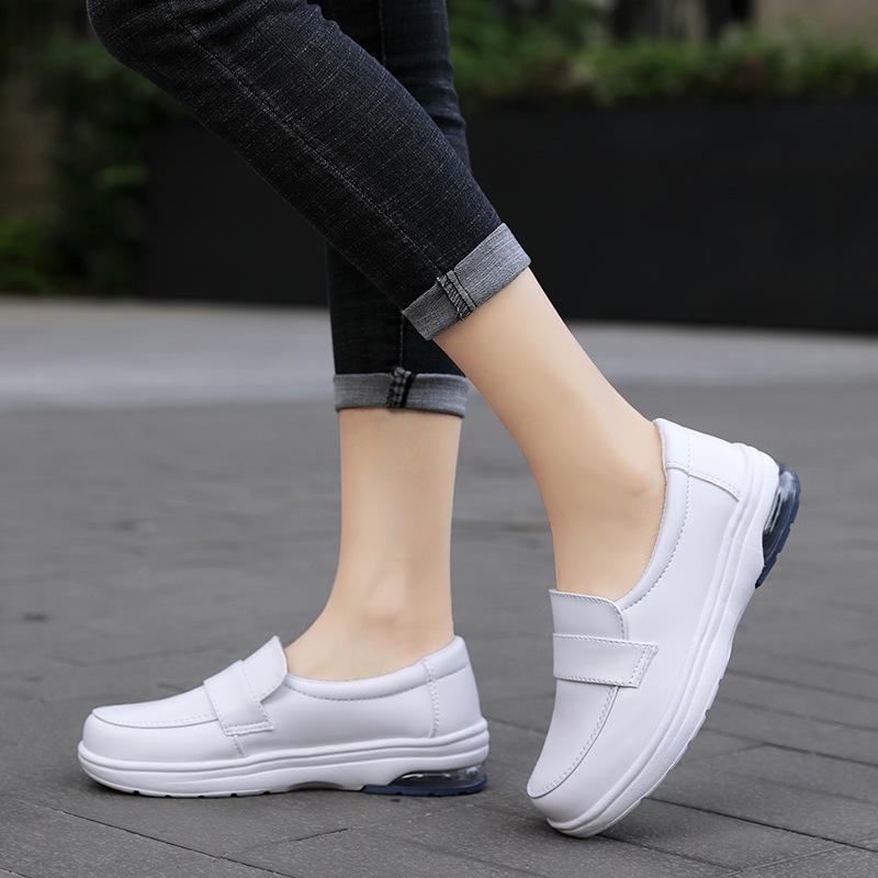 Women s Soft Sole Nurse Shoes - Comfortable Black Leather for Long-Standing Work, Spring & Autumn 37 белый