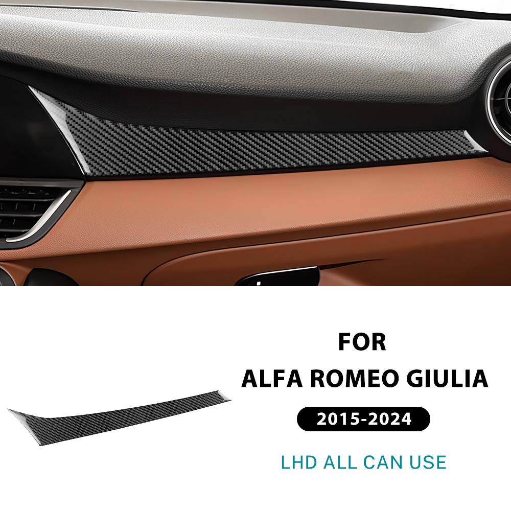 Carbon Fiber Modified For Alfa Romeo Giulia 15-25 Car Center Console Dashboard Co-pilot Panel Trim Stickers Interior Accessories