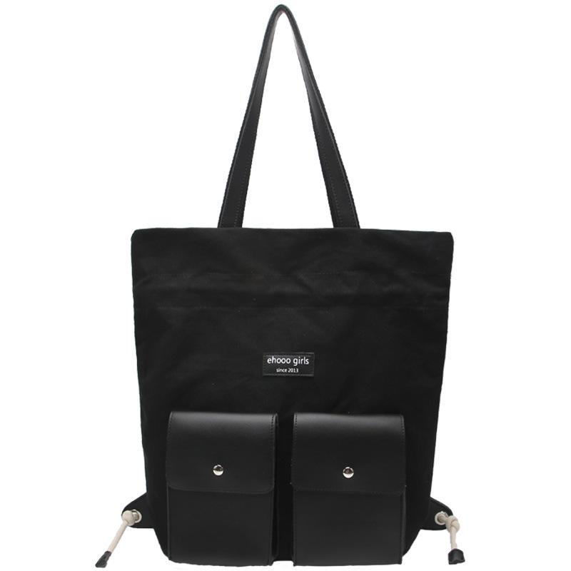 

Single and double shoulder dual-purpose canvas bag women 2025 new large-capacity bag ins Korean lazy wind shoulder bag чёрный
