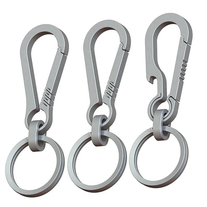 Titantium Carabiner Keychain Carabiner Hook Key Ring Key Holder with Bottle Opener for Camping Hiking Fishing Travel Outdoor