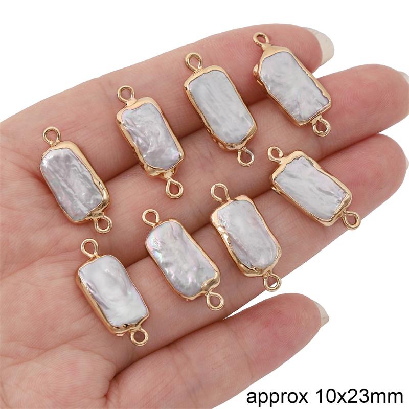 Natural Freshwater Pearls Irregular Gold Edging Double Hanging Pendants For DIY Necklace Bracelet Earrings Jewelry Making