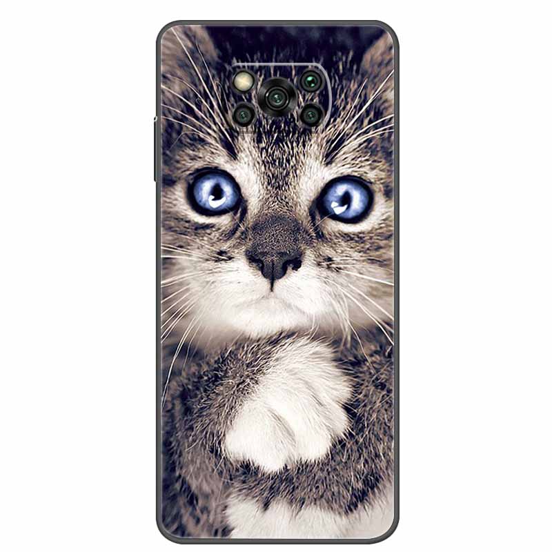 Case For POCO X3 Pro Soft Silicone TPU Black Bumper Cover For Xiaomi Poco X3 NFC Phone Back Cases PocoX3 X 3 X3Pro Cat Cartoon