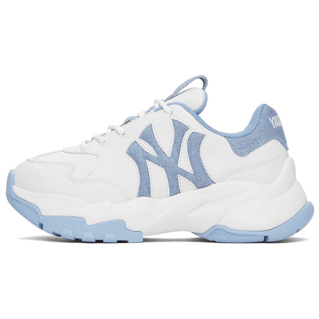 New MLB New York Yankees Anti Slip Wear Resistant Low Top Chunky Sneakers Unisex White Blue 3ASHD045N-50BLS
