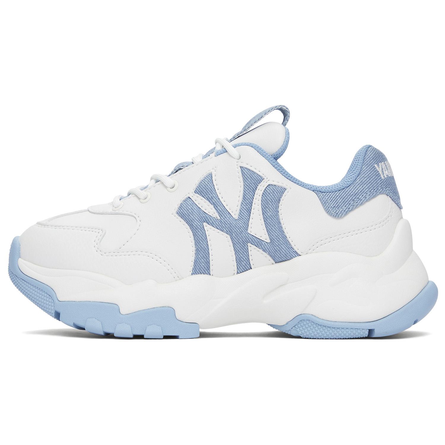 

New MLB New York Yankees Anti Slip Wear Resistant Low Top Chunky Sneakers Unisex White Blue 3ASHD045N-50BLS 42