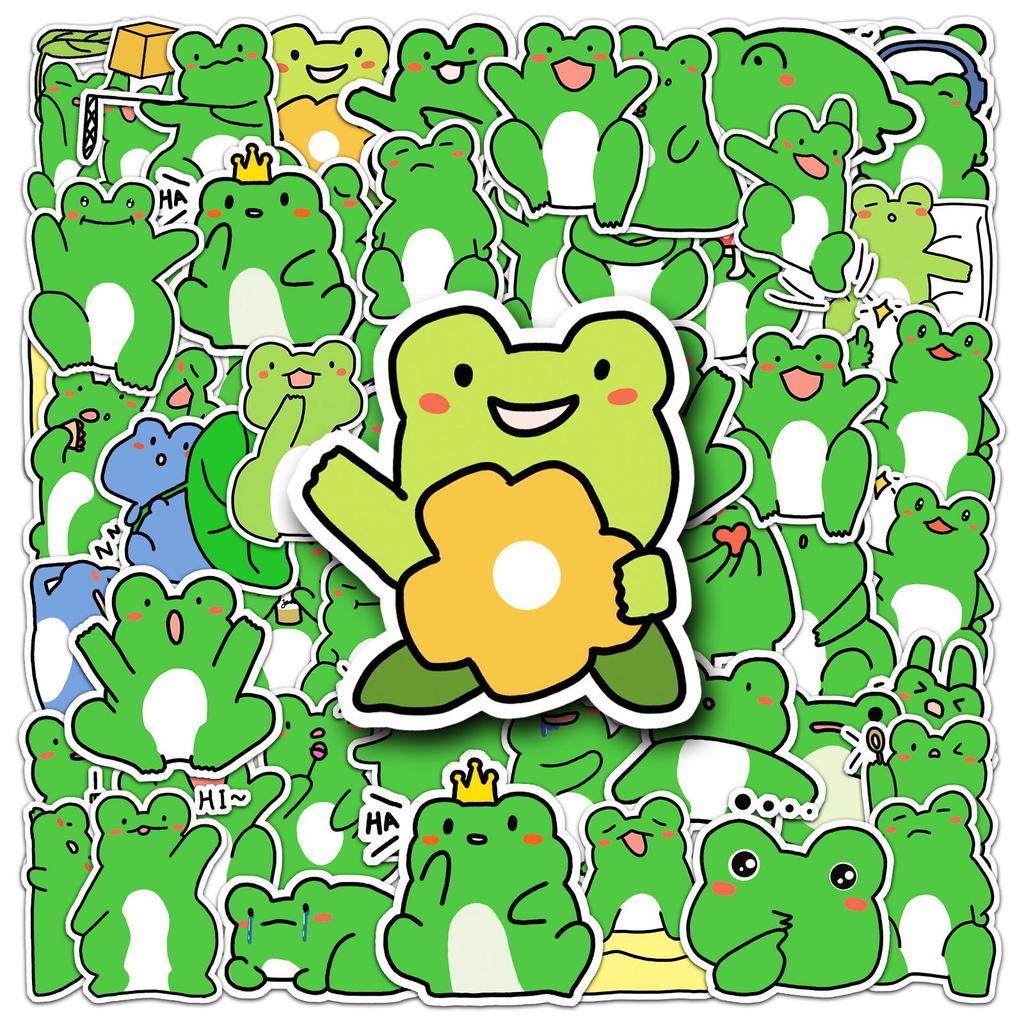 50 Cartoon Frog Stickers for Kids' Journal, DIY Crafts, Phone Cases, and Luggage