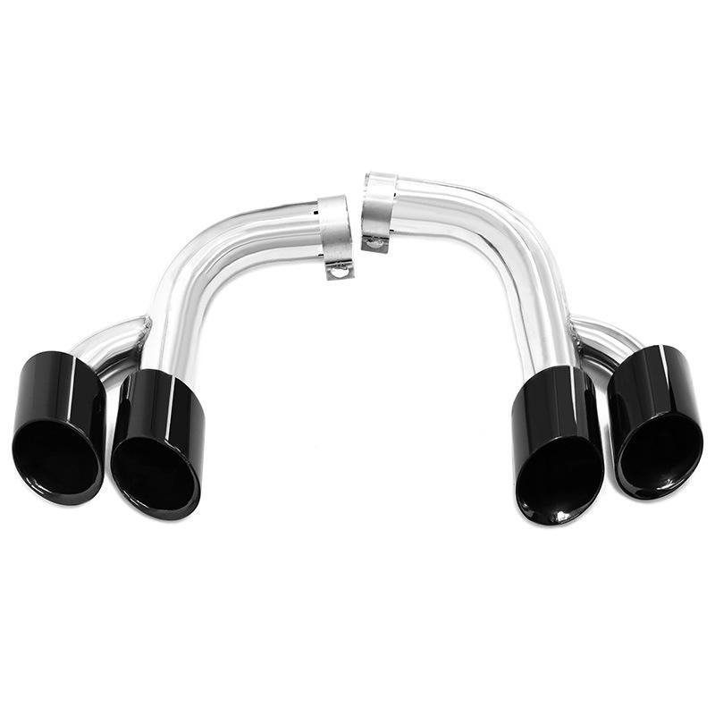 Compatible BMW X6 E71 (09-13) Quad Exhaust Upgrade: Black Stainless Steel Tail Pipes.