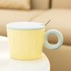ins wind contrasting color mug with lid spoon high value ceramic cup creative design water cup office coffee