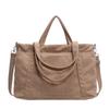 Solid Color Corduroy Bag Women's Large Capacity Shoulder Crossbody Bag Commuter Tote Bag