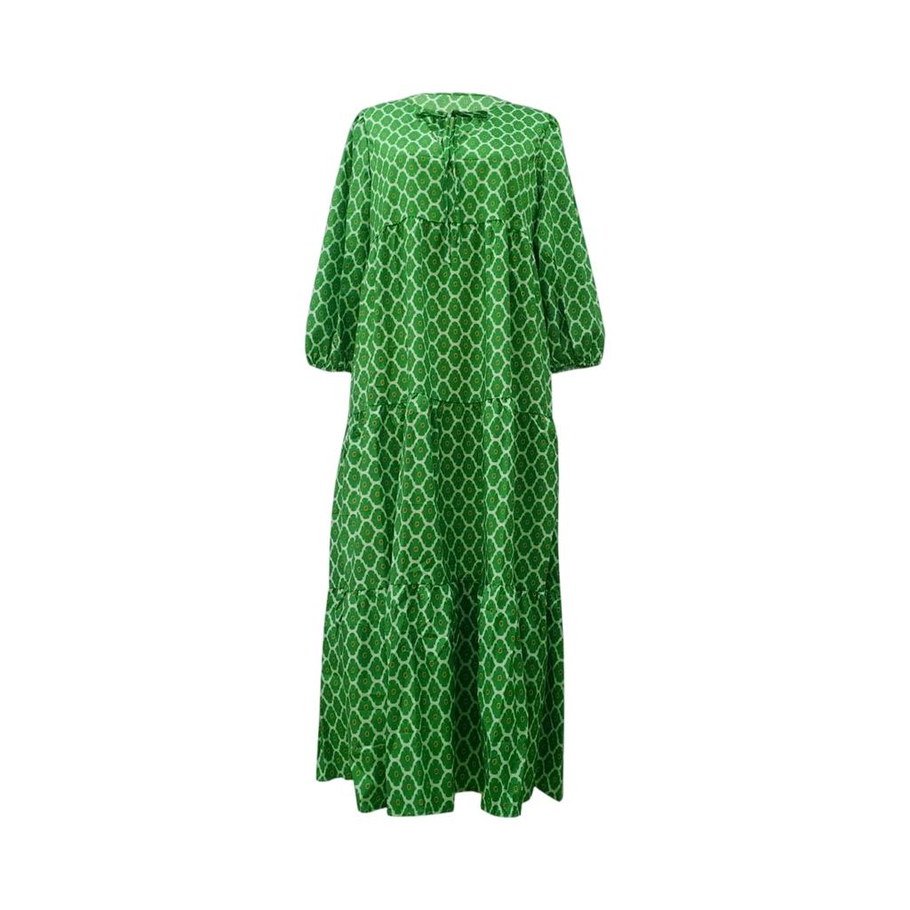 Women Floral Print Bohemian Long Dress Loose V-Neck Fashion Summer Beach Dress