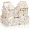 Storage Box with Wooden Handles Large Capacity Basket Woven Design Countertop Organizer for Cosmetics And Sundries