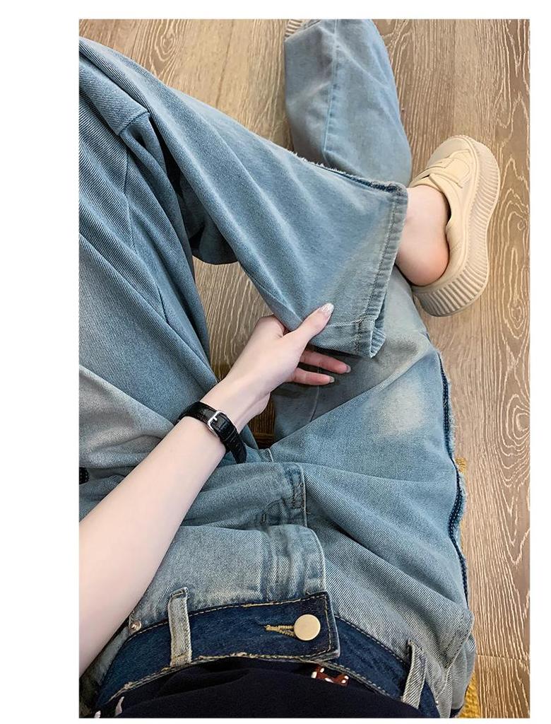 2026 Sommer Damen Trendiges Streetwear Set: Stilvolles Rundhals-Kurzarm-Oberteil & Weitbeinige Jeans