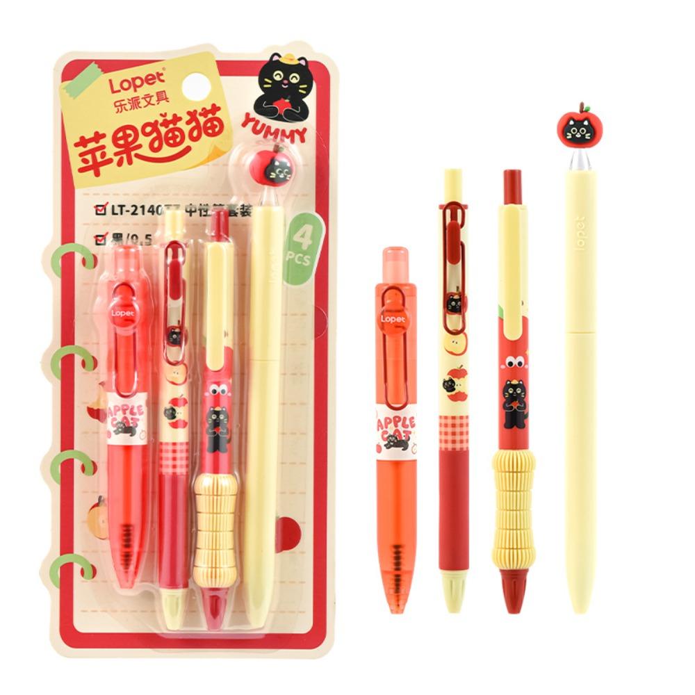 

4pcs Cartoon 0.5mm ST Tip Gel Pen Set Black Ink Quick-Drying Neutral Pen Writing Pen Students