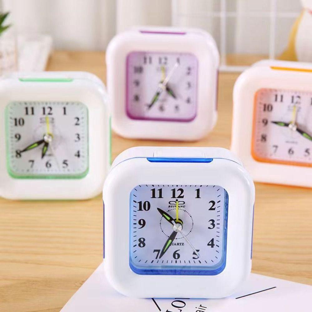 Simple Small Table Clock With Night Light Bedside Clock Fashion Lazy Alarm Clock  Gift