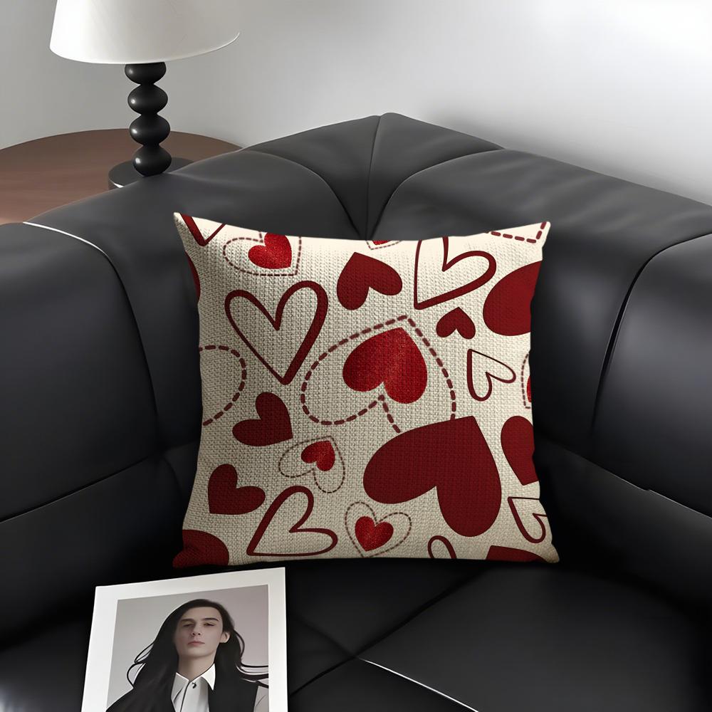 Love INS Cushion Cover Natural Linen Organic Fabric DoubleSided Printing Sofa Home Decor Gift Pillow Case
