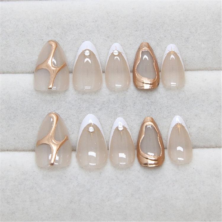 Luxurious Short Almond Press On Nail With 3D Sun Designs Stick On Nail Manicure Nail Art For A Sweet And Stylish Look